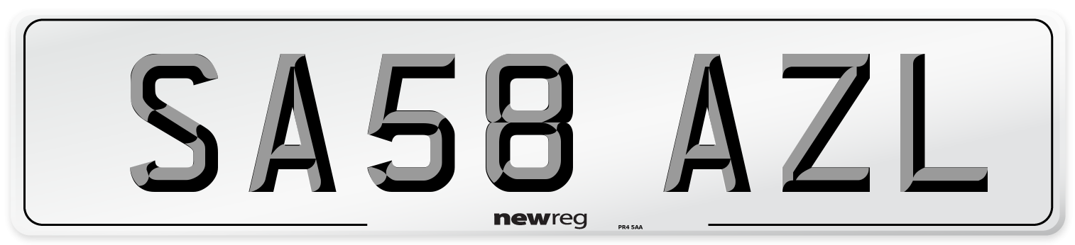 SA58 AZL Number Plate from New Reg